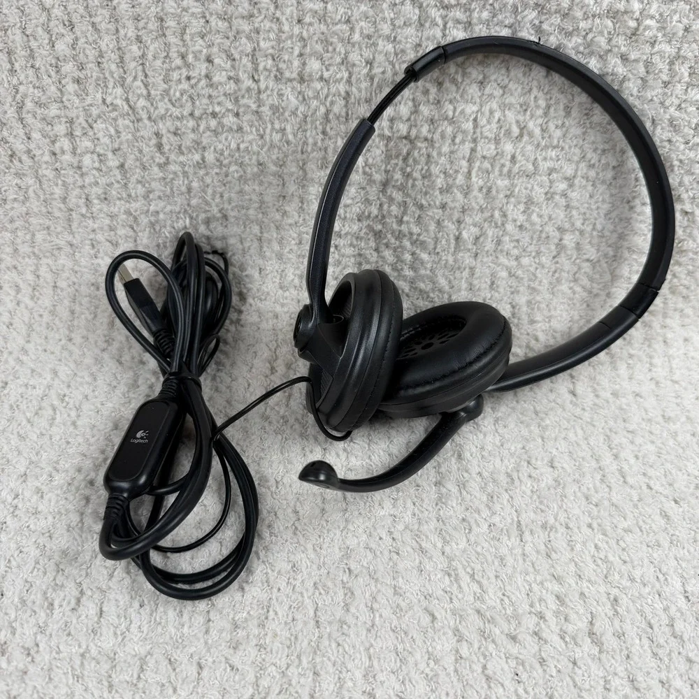 Logitech USB Headset A-0374A Black Wired On-Ear Headphones Microphone Tested